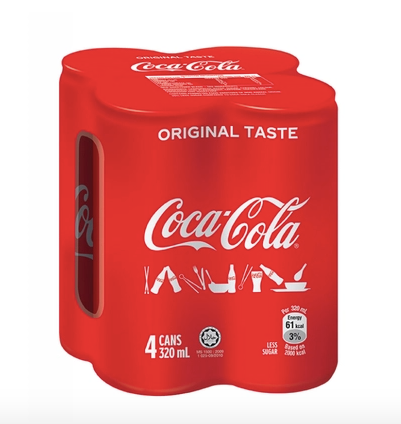 Coca Cola Original Taste Less Sugar [4 x 320ml]